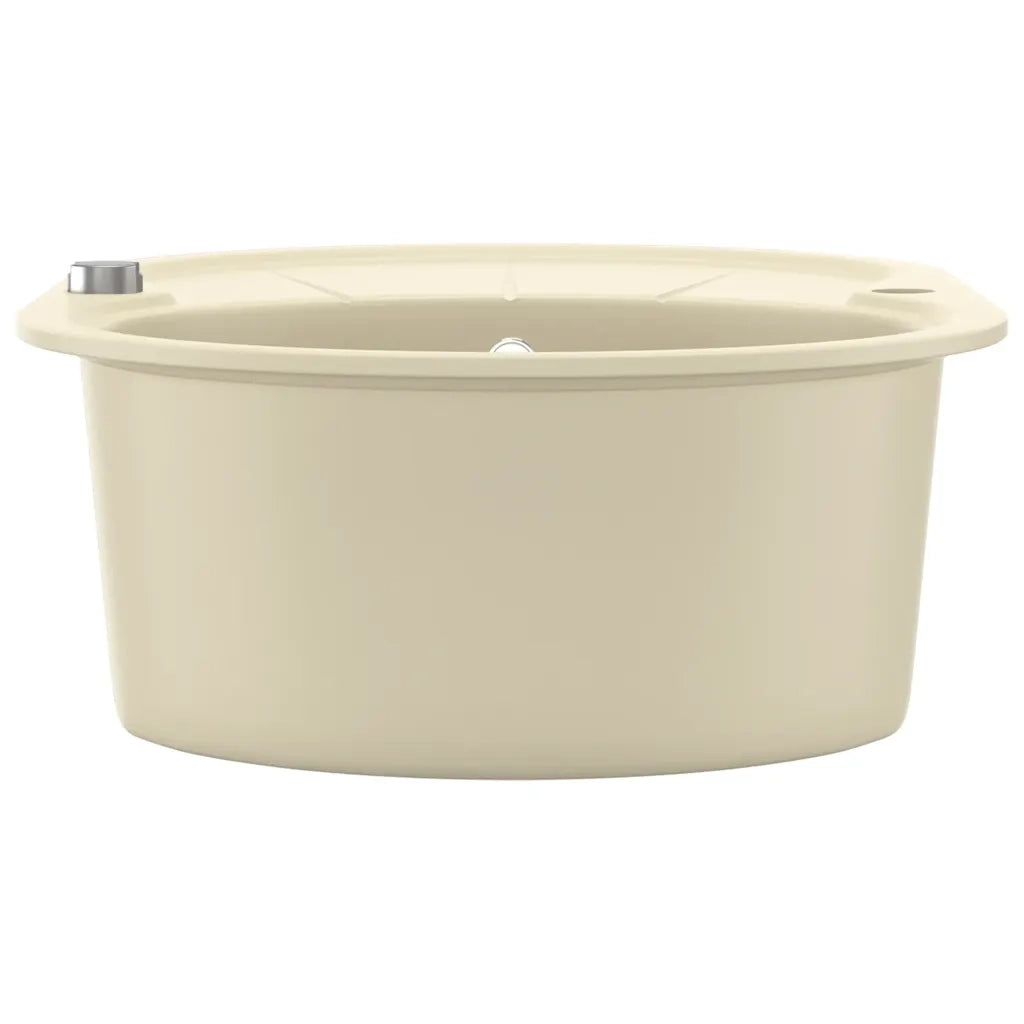 Lavello da Cucina in Granito Vasca Singola-Lavandino-Lavabo Ovale Beige
