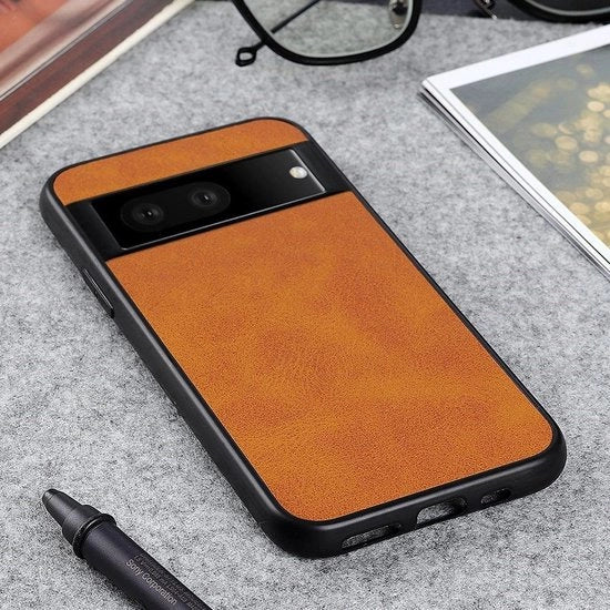Copricapo in pelle per Google Pixel 7 - Copricapo stile con protezione morbida e sottile - Brown