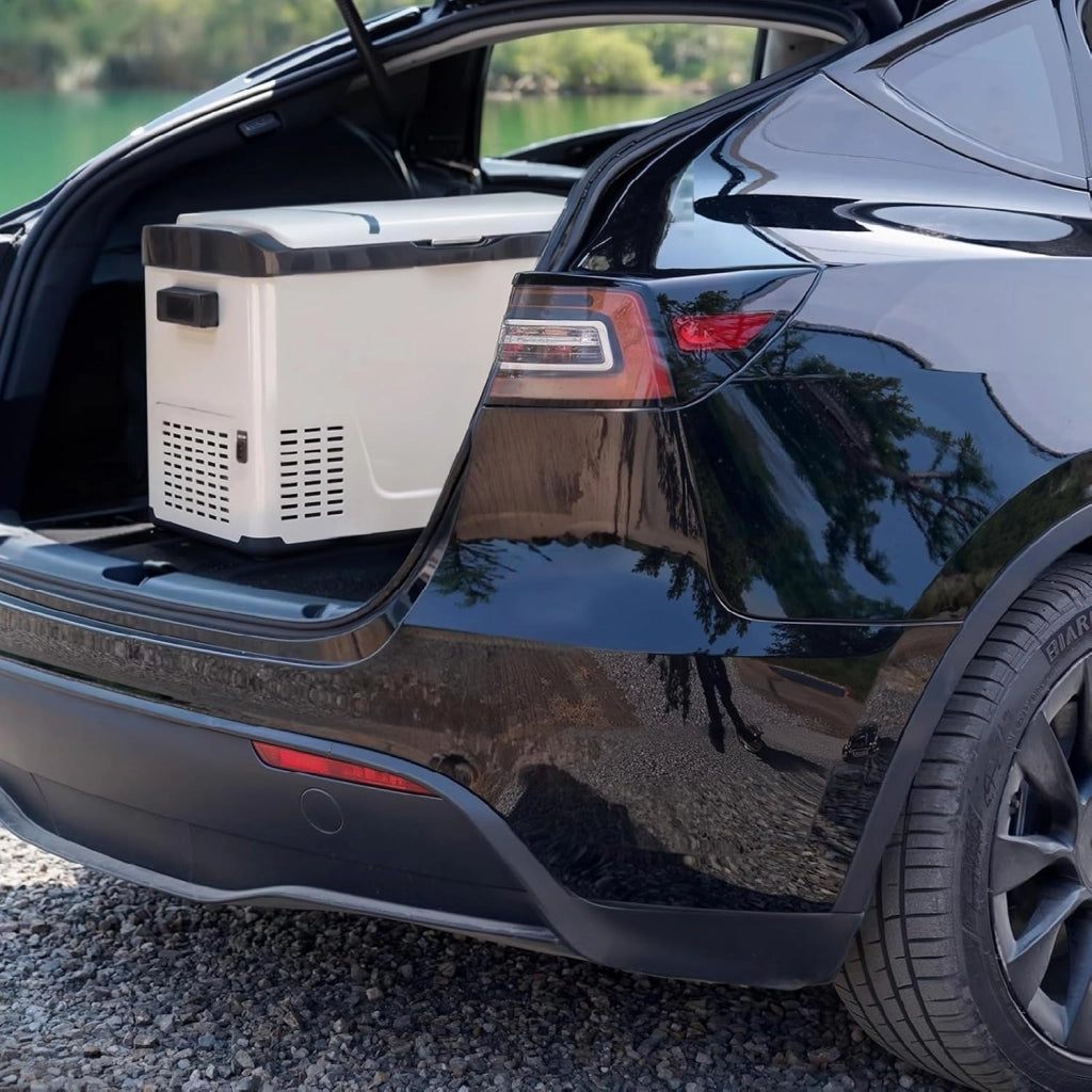 Mini Frigo Portatile 30L, 12V/220V Frigorifero Piccolo Elettrico a Compressore con Congelatore, per Auto Casa Campeggio Ufficio, Bianco+Nero