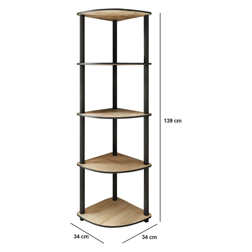 Biblioteca Sessanio, Libreria 4 Ripiani, 34x34x139h cm Marrone Rovere