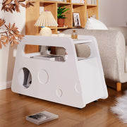 OKWISH Comodino con Ruote e Aperture Laterali, Angoli Arrotondati, per Camera da Letto, MDF, Bianco, 81 x 33 x 51.5 cm