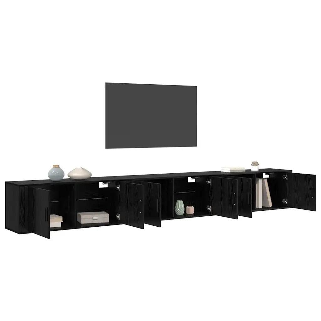 Set Mobile TV da Parete 3 pz Rovere Nero Legno ingegnerizzato 3415602