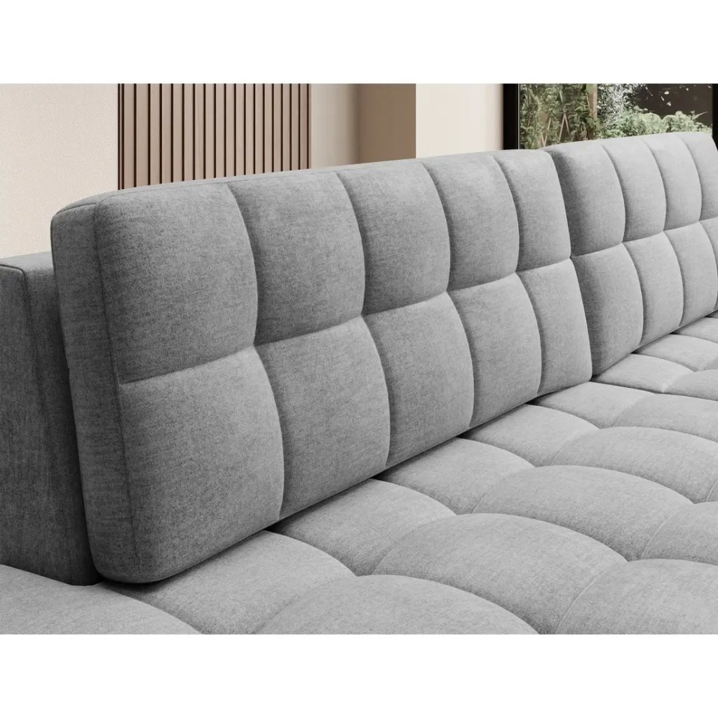 Divano angolare trasformabile CUBITO grigio 240 cm con contenitore e letto