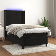 Letto a Molle con Materasso e LED Nero 90x190 cm in Velluto 3139417