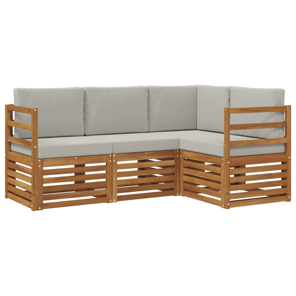 Set divani con cuscino 4 pcs Grigio Naturale e Chiaro