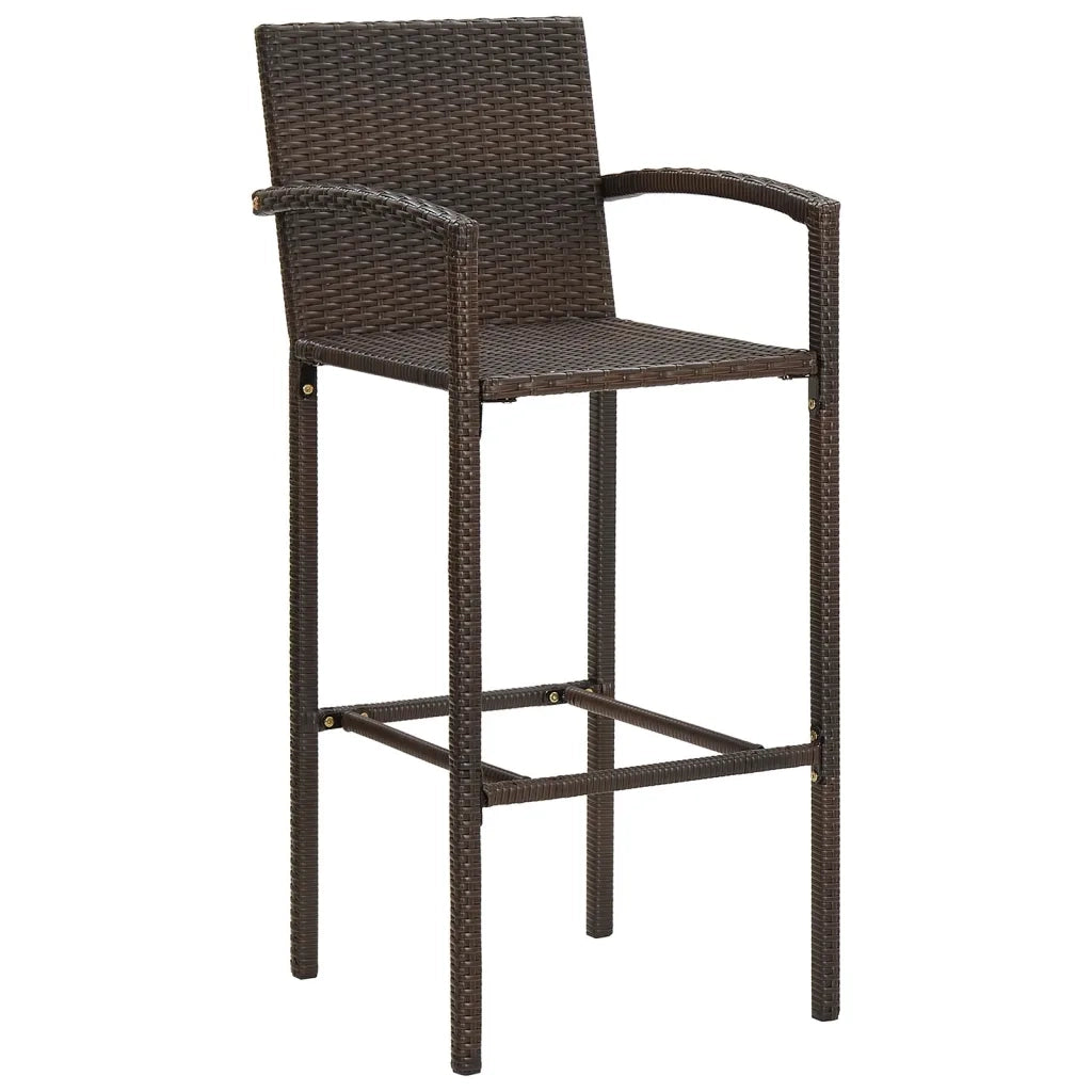 Set Bar Giardino 5pz Marrone Legno Massello Acacia e Polyrattan 3295288
