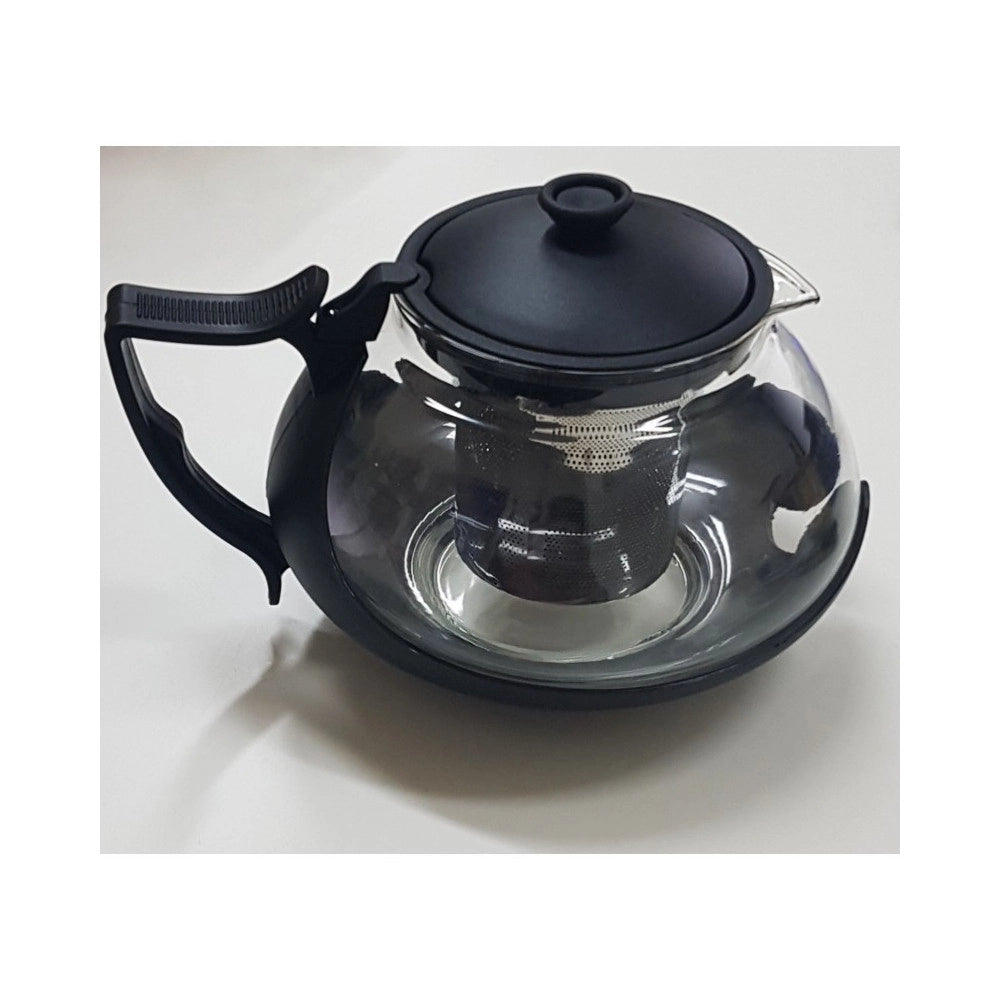 Trade Shop - Teiera In Vetro Tisaniera Tisana Con Filtro Stantuffo Removibile 750ml X Infusi -