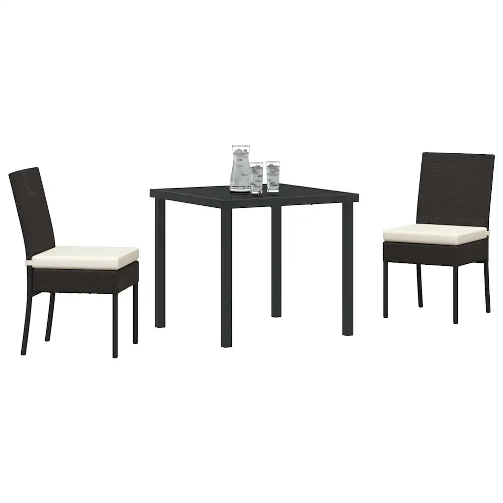 Set da Pranzo per Giardino 3 pcs Nero