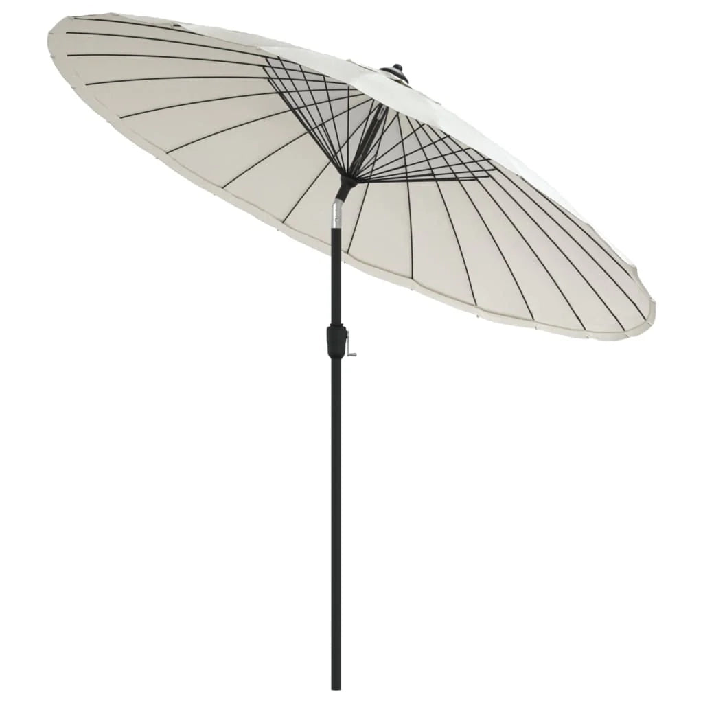 Ombrellone e palo da esterno con struttura in alluminio 270 cm bianco sabbia 02_0008283