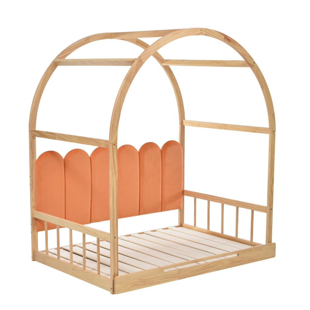 OKWISH Letto estraibile 140×100 cm e 140×200 cm, Letto Singolo a Letto Matrimoniale estensibile, cuscino testiera e sponde, senza Materasso