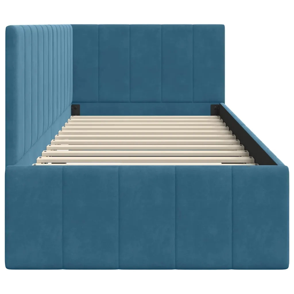 Cornice del letto ad angolo Blu 80 cm x 200 cm Velluto 42016286