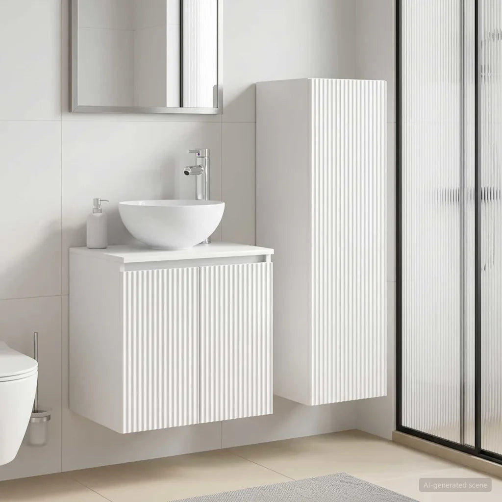 Set di mobili per il bagno 2 pz Bianco Lucido 3406117