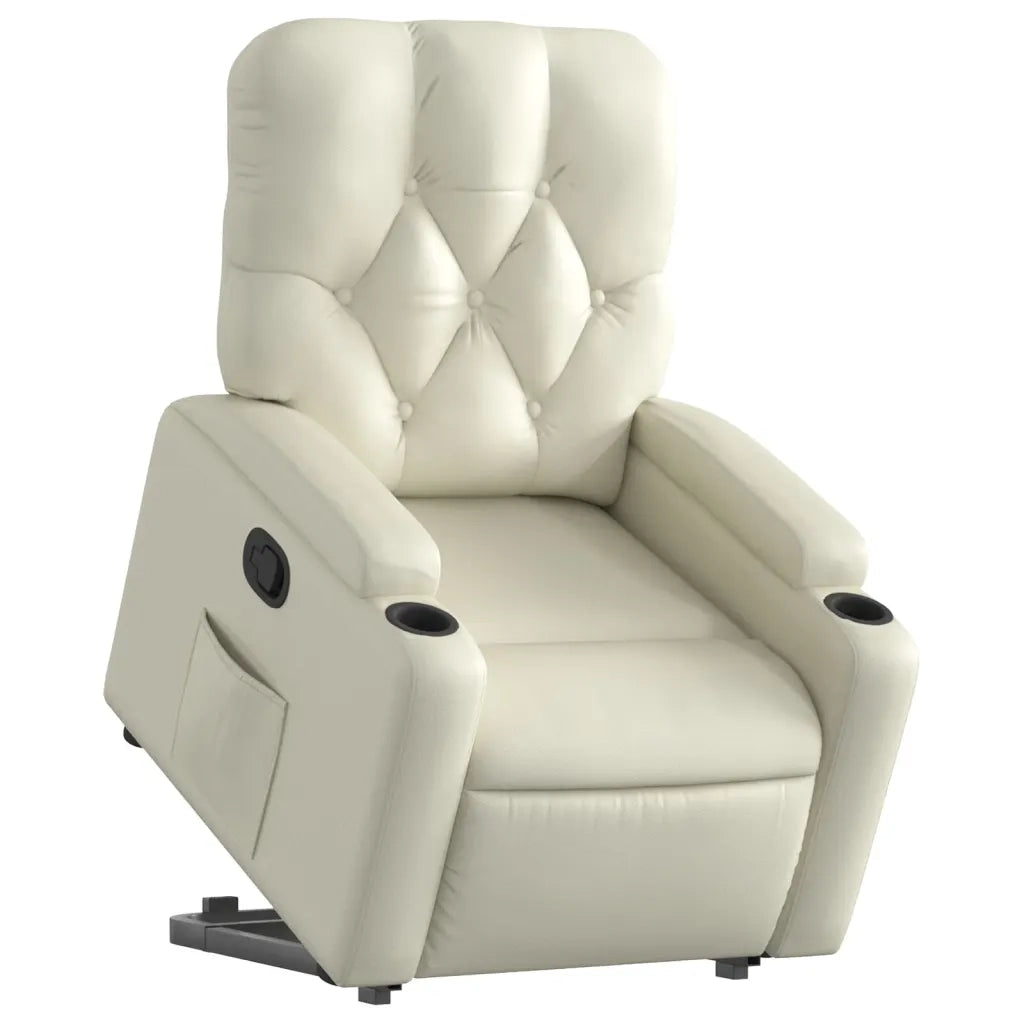 Poltrona | Sedia Relax Alzapersona Reclinabile Crema in Similpelle