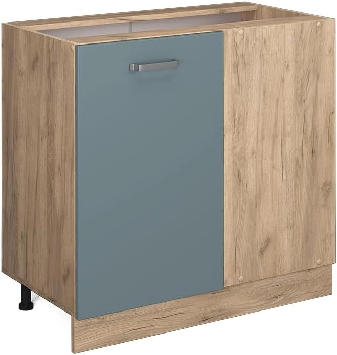 Mobile ad angolo cucina R-Line, Grigio-blu, 86 cm senza piano di lavoro, per la libera combinazione all'interno di sistemi cucina modulari