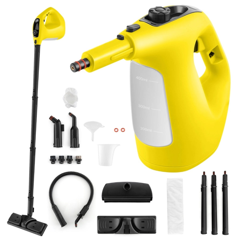 Pulitore a vapore portatile da 1500w con vapore continuo serbatoio d'acqua da 400ml, Pulitore a vapore pressurizzato Giallo-Elettrodomestici pulizia