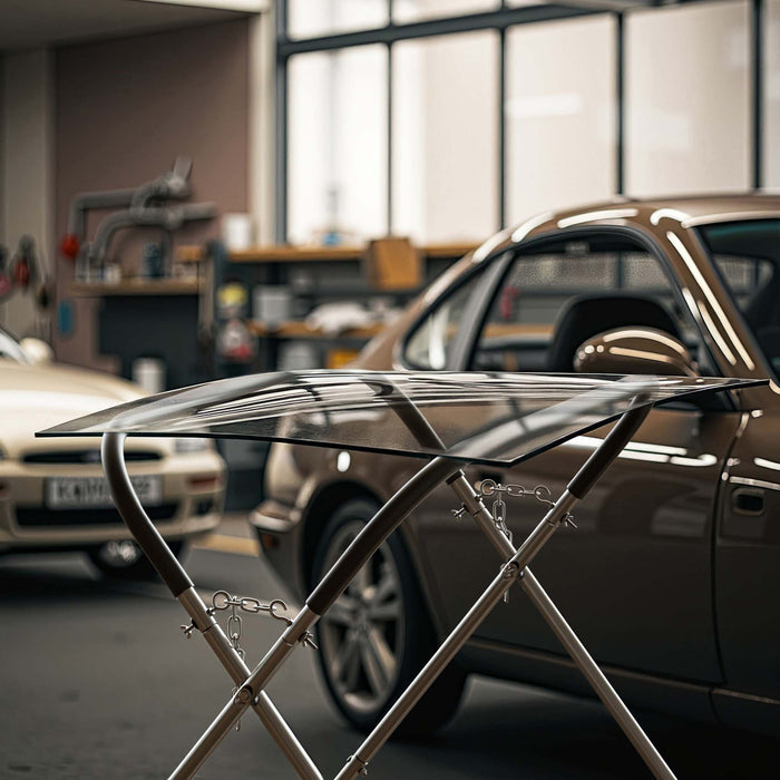 Cavalletto per parabrezza pieghevole regolabile in altezza max 75 kg supporto