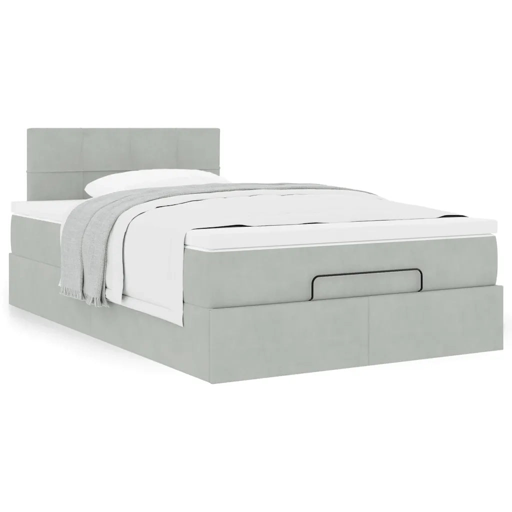 Pouf Letto con Materasso Grigio Chiaro 120x190 cm in Velluto 3311759