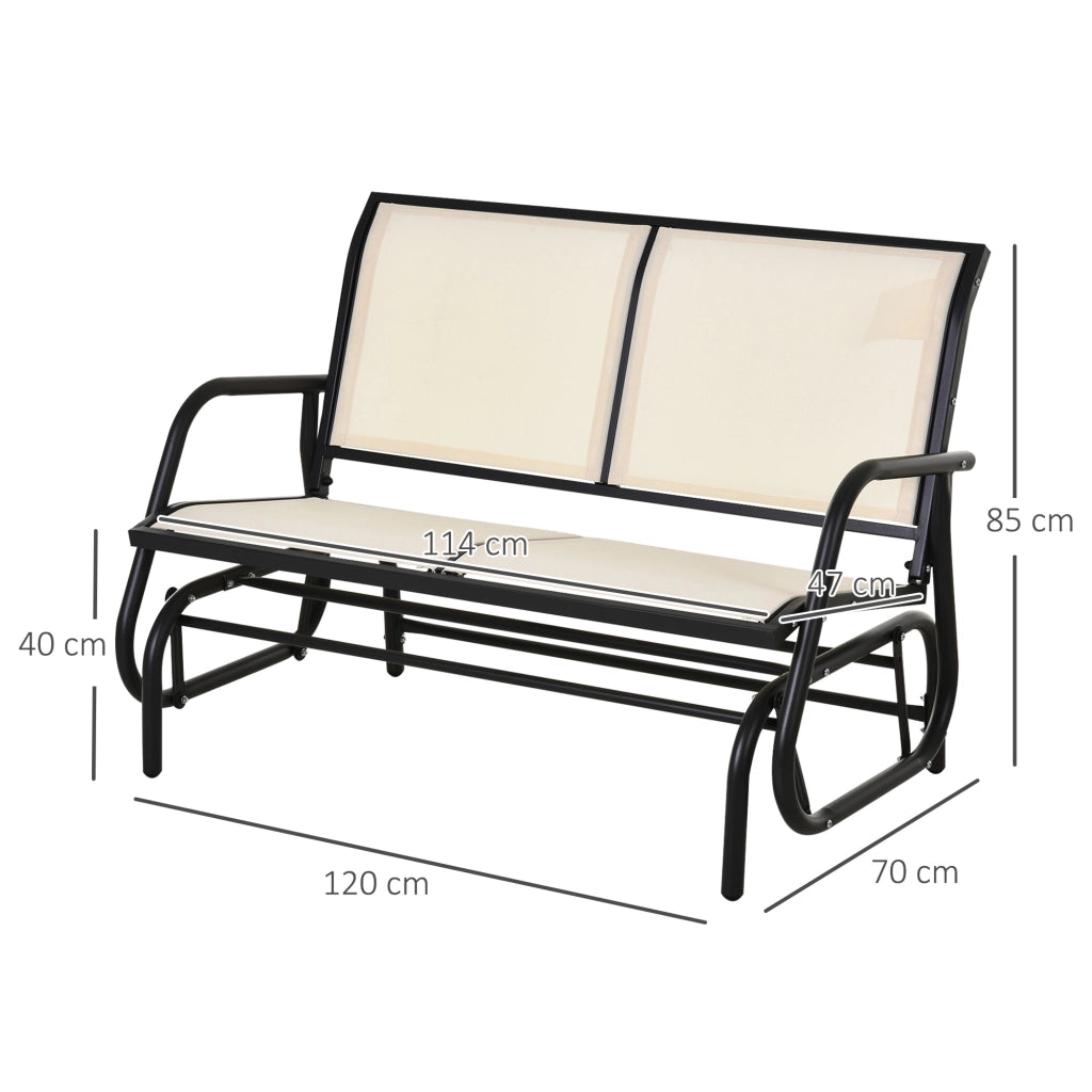 Altalena da giardino a 2 posti panca a dondolo in metallo beige