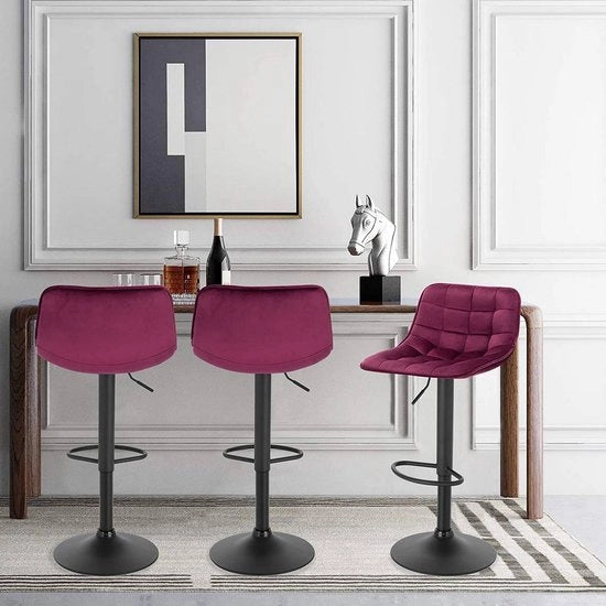 Barstoli da Cucina Ameyal - Con schienale - Rosso - Set da 2 - Cucina - Sedili bar ergonomici - Regolabili in altezza - Altezza seduta 60-82cm