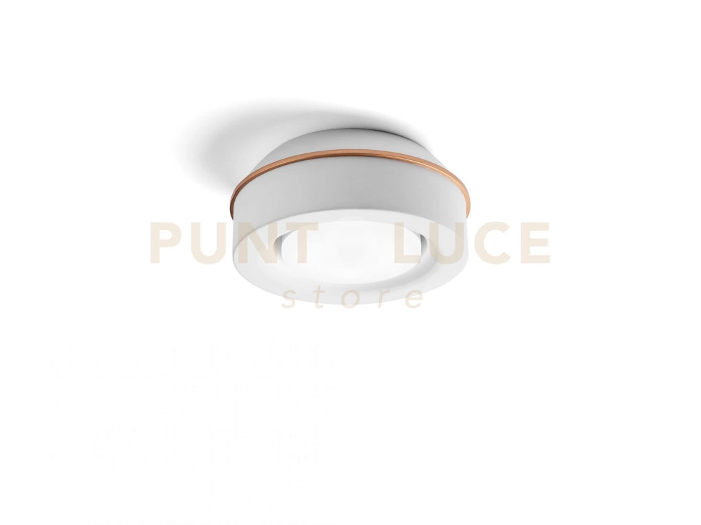 ELLADE Lampada da soffitto 1 luce attacco GX53 in gesso bianco con rifinitura Rame