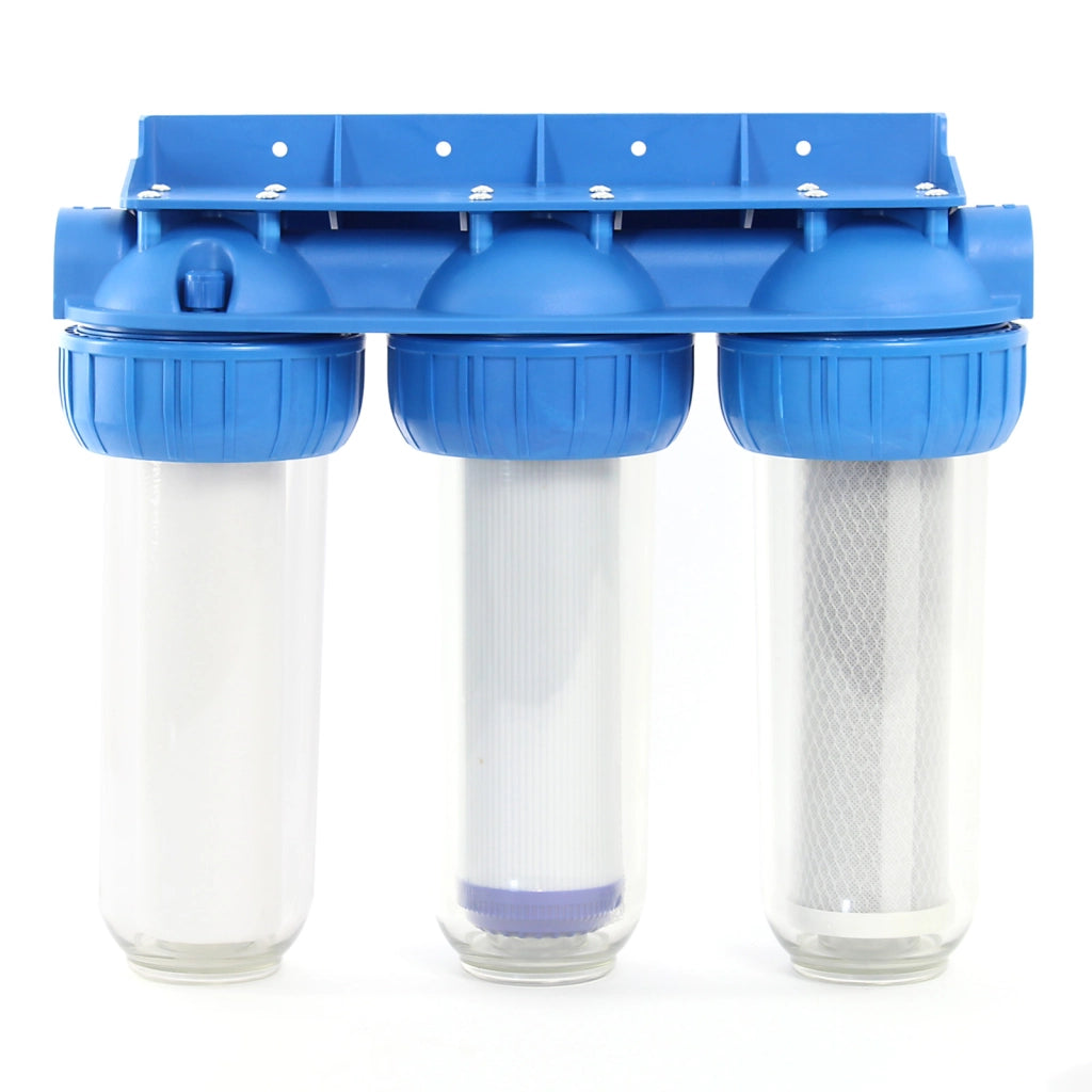 Naturewater Filtro dell'acqua a 3 livelli NW-BR10B4, con cartucce filtranti da 254 mm, attacco tubo 32,89 mm