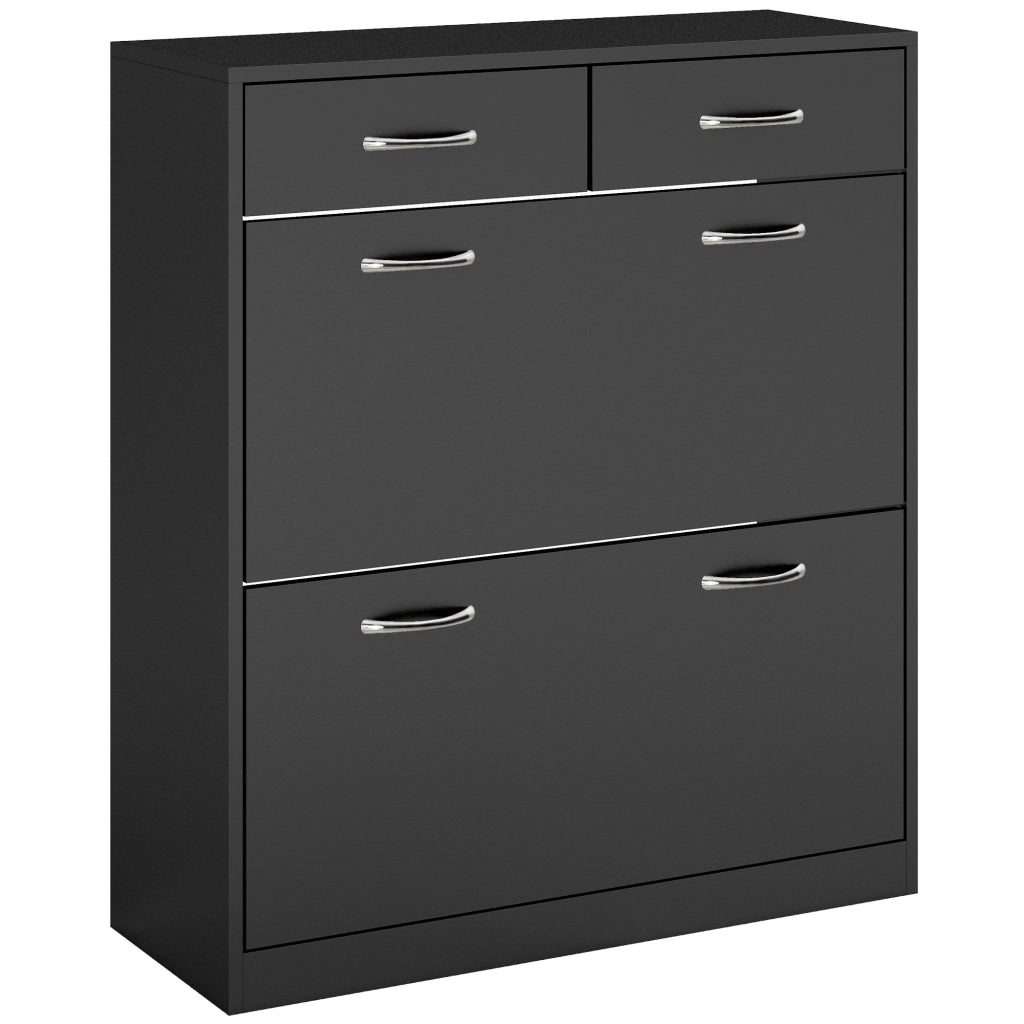 Scarpiera con cassetti e ante abbatibili ¨C zephmum ¨C Nero 80x30x91.5 cm