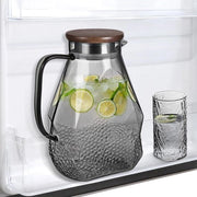 Karaf in vetro di borosilicato 18 litri nero con coperchio per frigorifero, per ghiaccio, caraffa per tisane e bevande fatte in casa.