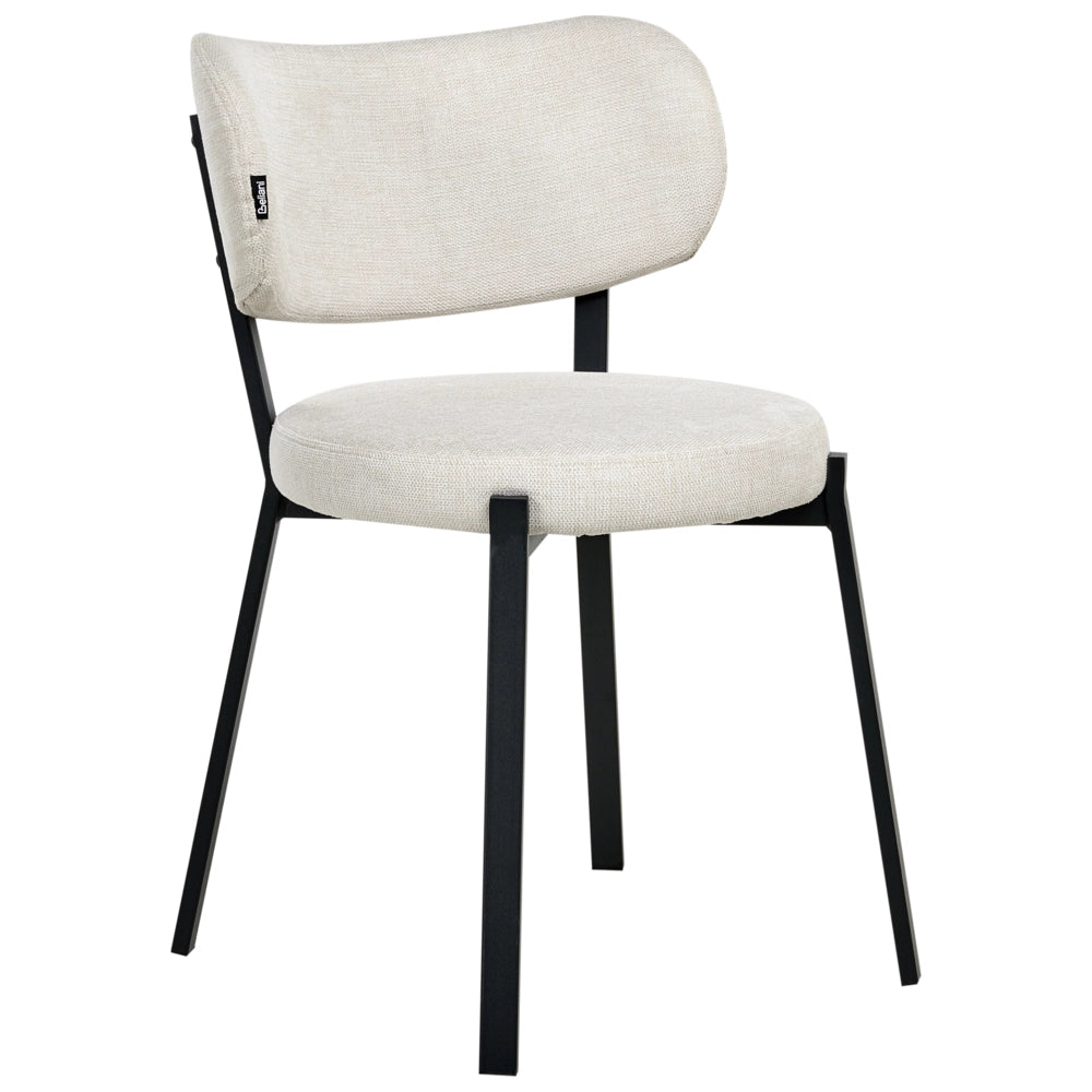 Set di 2 sedie da pranzo in tessuto Seduta imbottita Gambe in ferro beige chiaro stile elegante