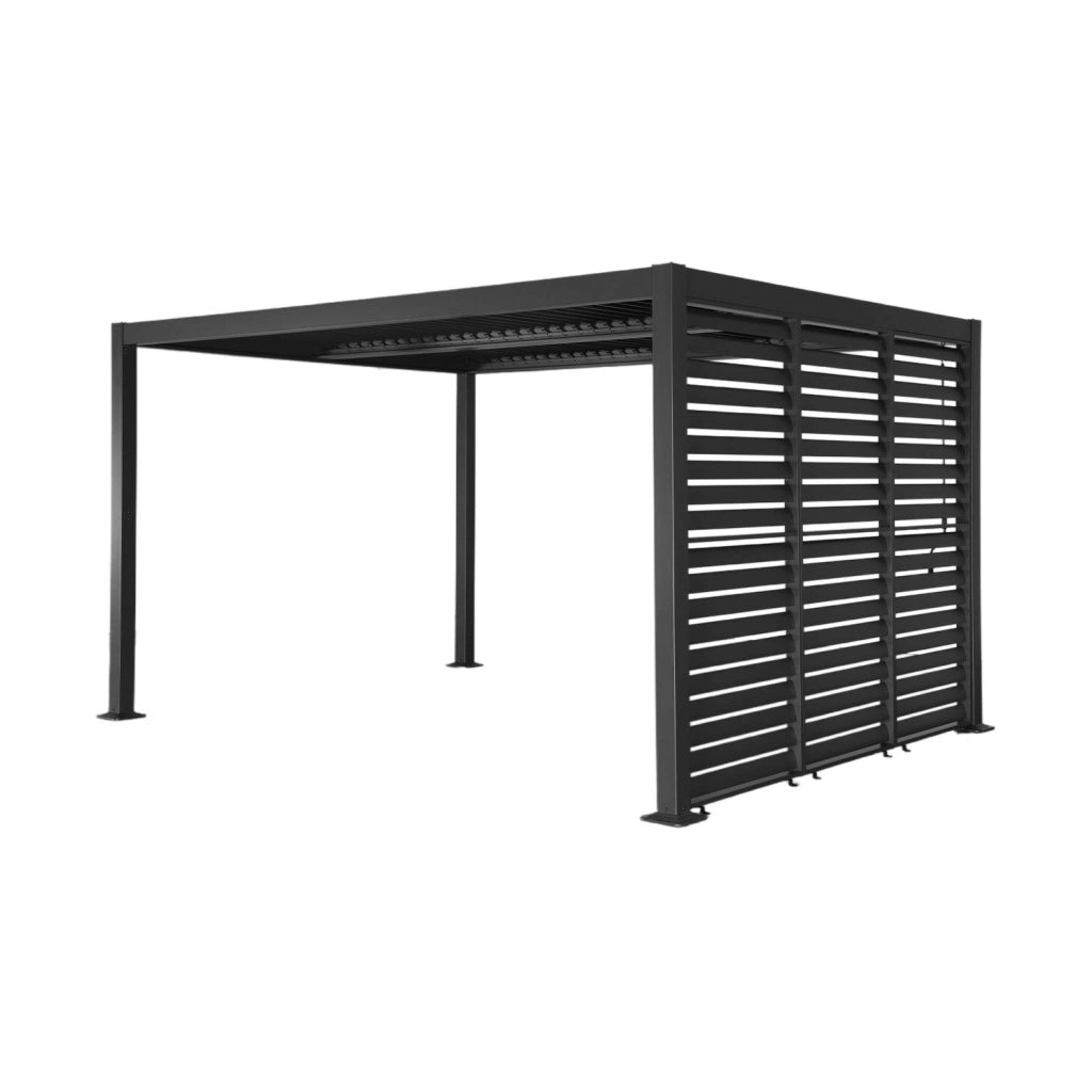 Pergola bioclimatica 3x4m in alluminio e acciaio + 3 persiane 1m,