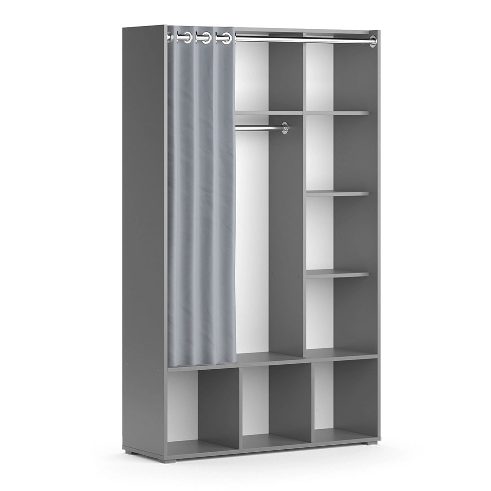 Vicco Guardaroba per bambini Grigio 38 x 178.1 cm con appendiabiti a tenda