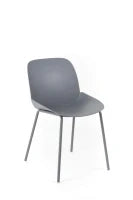 E-STYLO Sedia da pranzo in polipropilene grigio scuro e gambe in metallo grigio scuro, 55cm X 46cm H. 79cm.