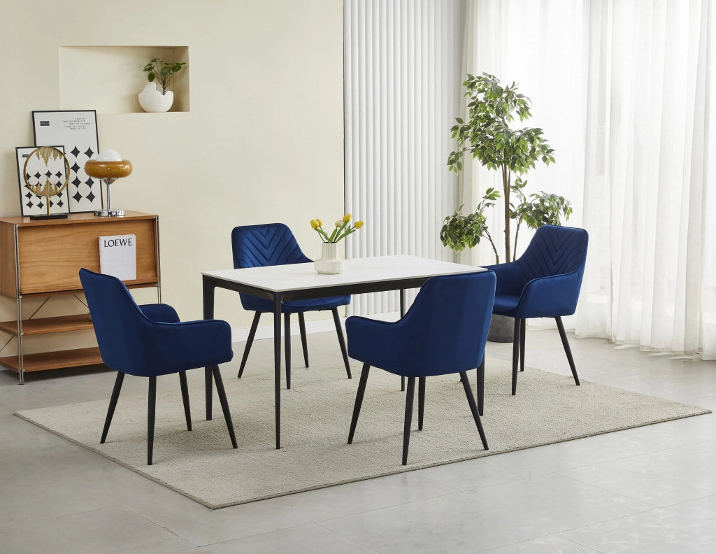 Sedie da pranzo Valora WAAV - Velluto blu navy con gambe nere x 2