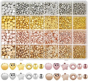 Set di Perle Oro - Perle per gioielleria con perle - Creazione di gioielli - 2300 pezzi - in scatola di conservazione - per creazione di gioielli, collana, cordone del telefono e bracciali per bambine