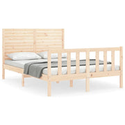 Letto matrimoniale | Letto per adulti | Giroletto senza Materasso 140x200 cm in Legno Massello di Pino