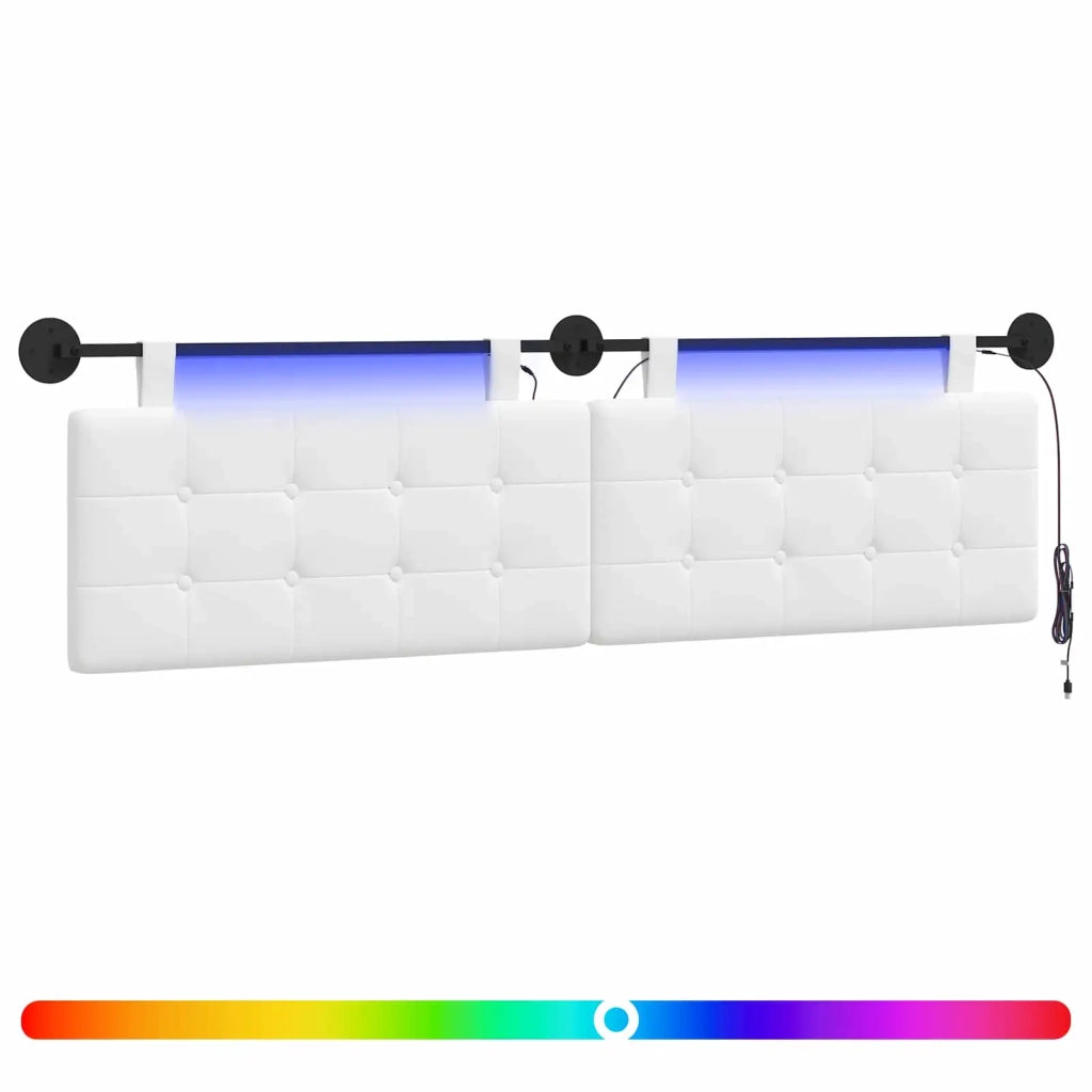 Testiera sospesa Con luce LED Bianco Tessuto