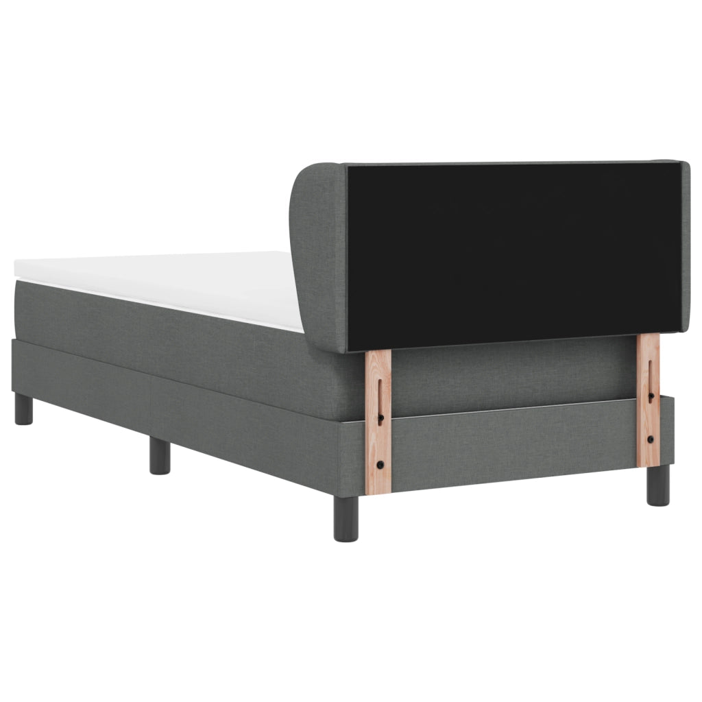 lettino box spring con materasso  grigio scuro 90x190 cm in tessuto