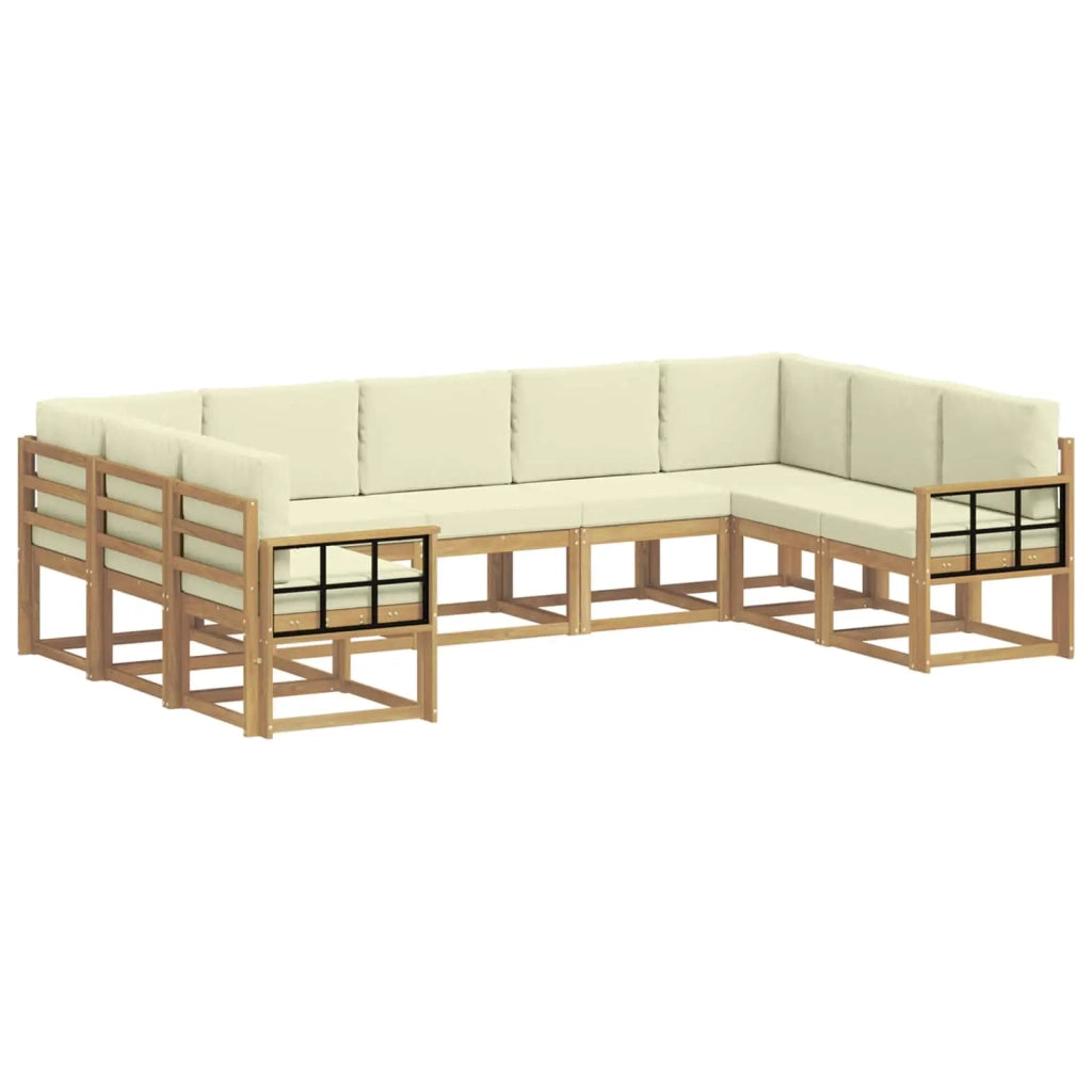 Set di divani da esterno 9 pz Bianco e Crema 3388229