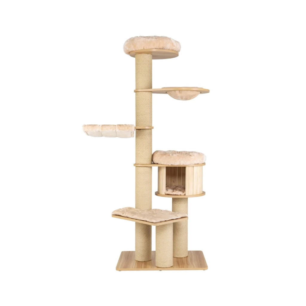 Tiragraffi multistrato 75 x 56 x 191 cm con ampio trespolo e tappetino lavabile moderno legno beige 20_0019615