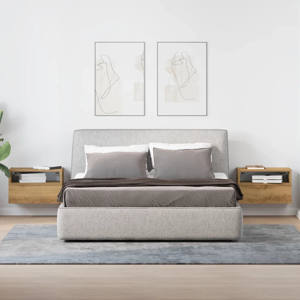 vidaXL Comodini a Muro 2 pz Rovere Artigianale 45x26x28,5 cm