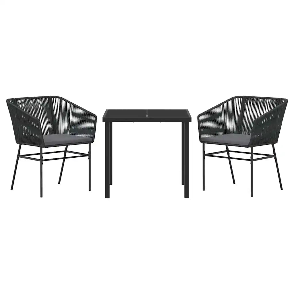 Set da Pranzo per Giardino con cuscino 3 pcs Nero 3380918