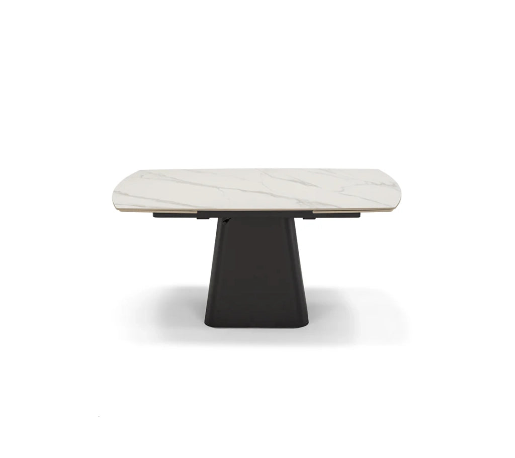 Tavolo da pranzo ellittico allungabile 160X90 Marmo di Carrara modello ATLANTIDE, fino a 240 cm con meccanismo estensibile semi-automatico , design moderno ideale per sala da pranzo, cucina e soggiorno, top in grès ceramico