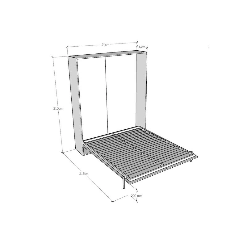 Letto a scomparsa 160 verticale Kentaro - Bianco Frassino