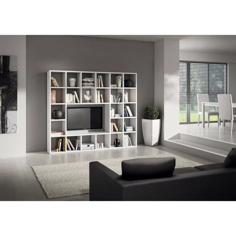 Libreria porta tv moderna frassino bianco - salotto l261 p30 h218 (571) - Mobili 2G