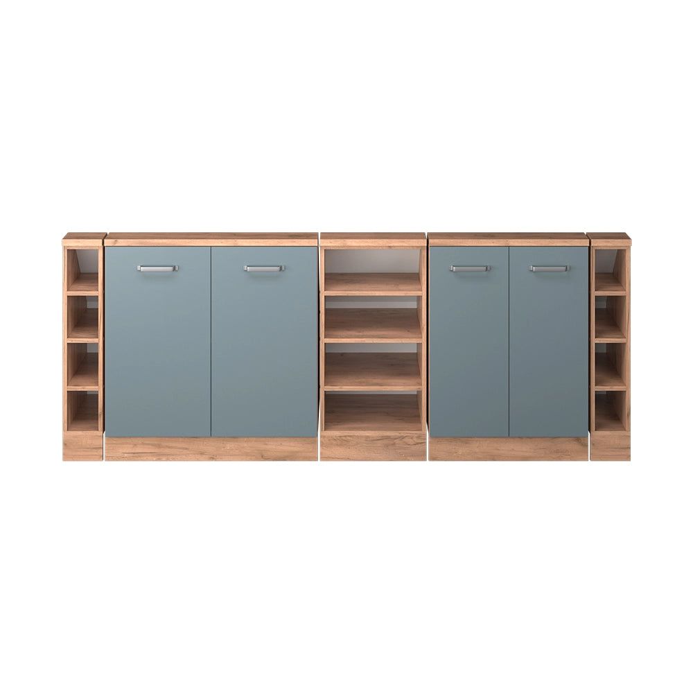 Set di mobili sottotetto Rion Grigio-blu/Rovere dorato Set di 5 Vicco
