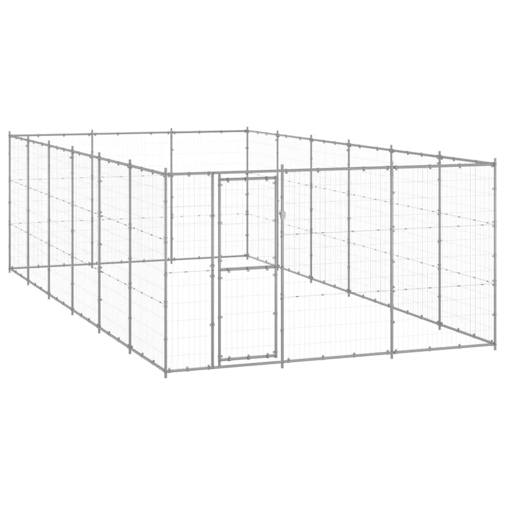 Cuccia da esterno gabbia recinto per animali box esterno per cani in acciaio zincato 21,78 m² 02_0000414