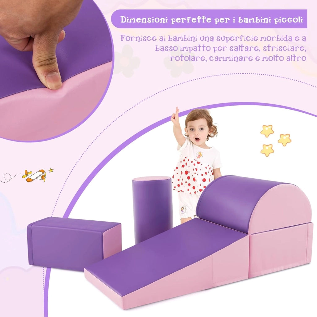 Set di 5 Blocchi con Diverse Forme e Colori, Giocattolo per Arrampicata e Strisciamento, Aiuta i Bambini a Crescere (Viola)