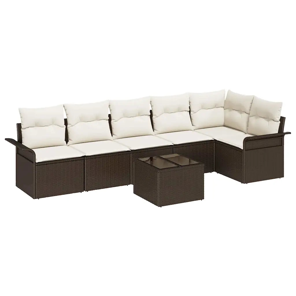 Set Divano da Giardino con cuscino 7 pcs Marrone polyrattan 3345388