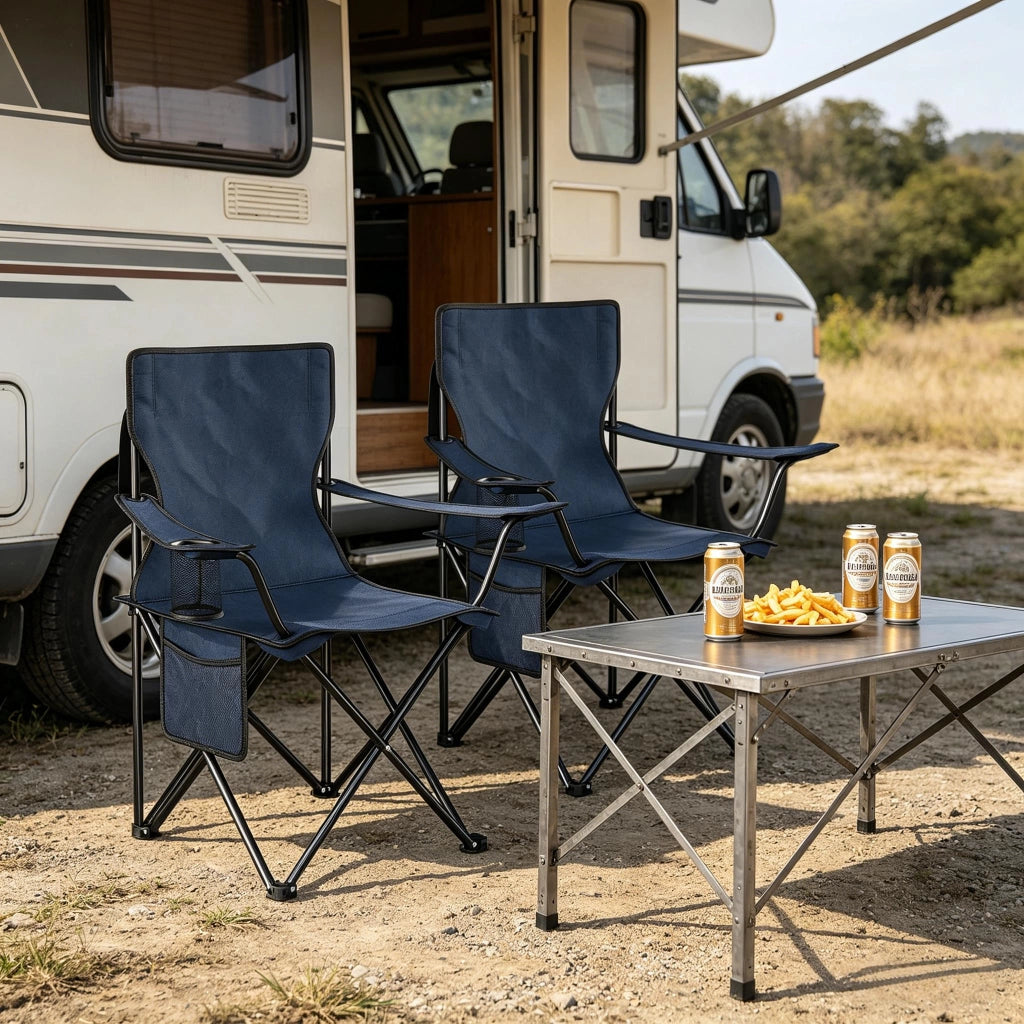 SEDIA DA CAMPEGGIO PIEGHEVOLE Set da 2 pezzi 47x76x80,5 cm Blu navy