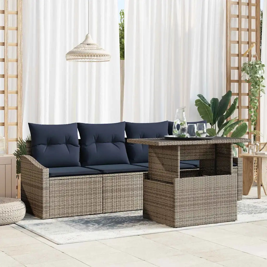 Set Divano da Giardino con cuscino 5 pcs Grigio polyrattan 3357648