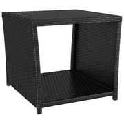 Tavolino da Giardino | Tavolino con Piano Vetro Nero in Polyrattan e Vetro Temperato